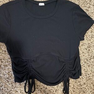 Garage Black Drawstring Crop Top